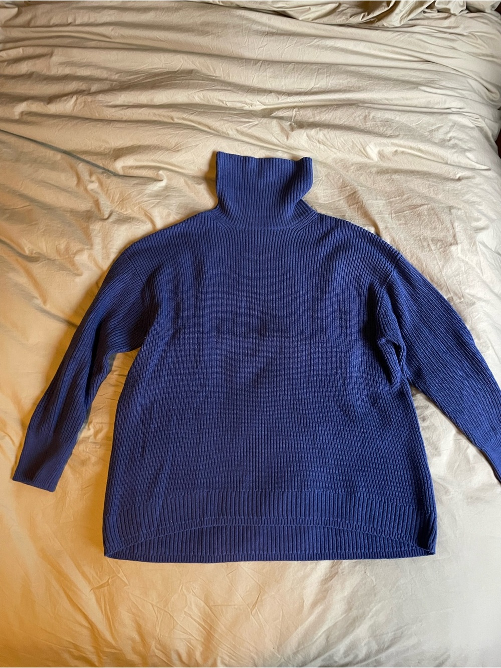 J.Crew Blue Ribbed Turtleneck Sweater Cotton L